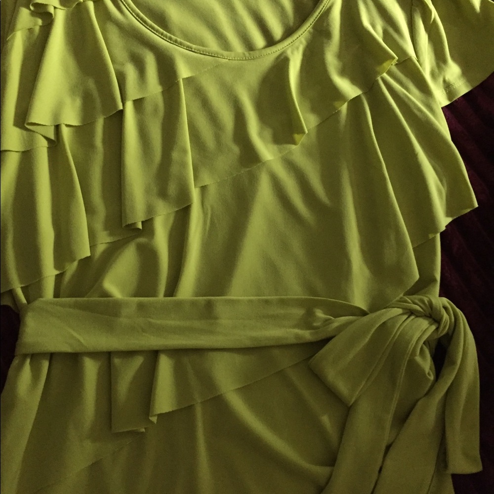 Ruffled Scoop Neck Shirt NWOT